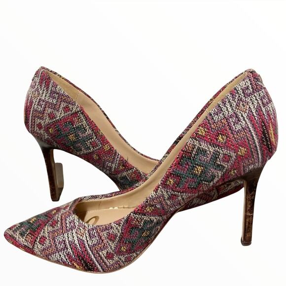 Sam Edelman Hazel Pump Pointed Toe Stiletto Heels Aztec Western Navajo Weave 7 - Picture 1 of 5